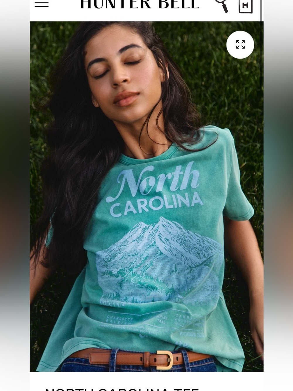 Hunter Bell NEW 🏔️Green Graphic Women’s Tee - Carolina Mountain Print